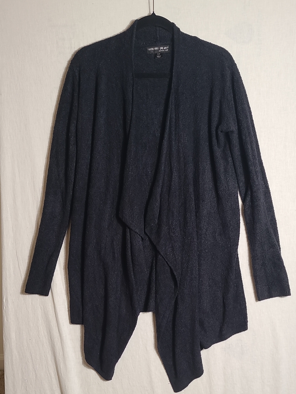 Barefoot Dreams Cozychic Lite Black Draped Open-Front Cardigan Size S/M